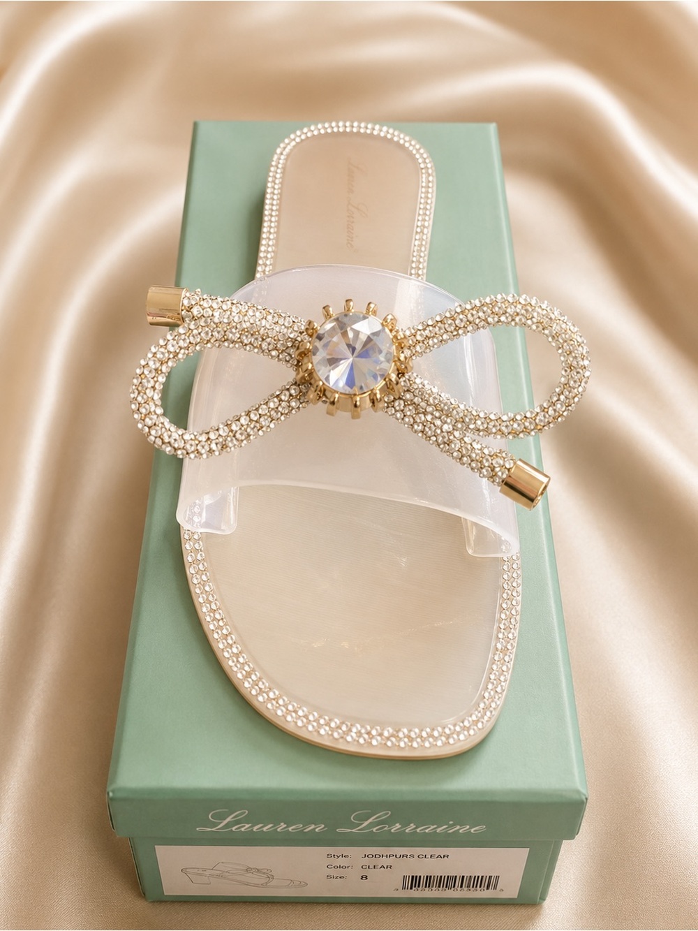 Lauren Lorraine Blush Breeze Slide Sandal with Crystal Accent